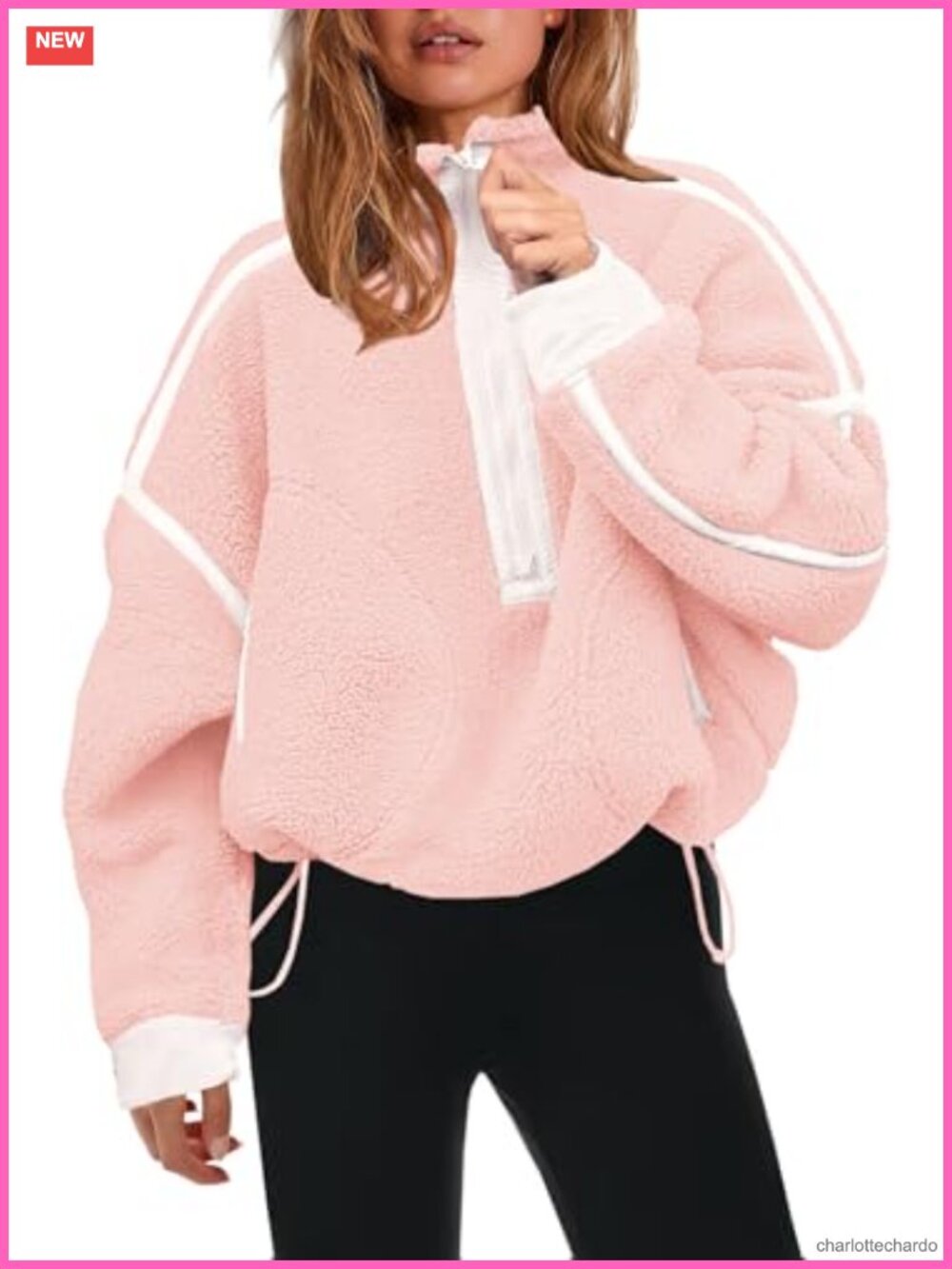 Womens Half Zip Fleece Pullover Sherpa Jacket Zip Pockets